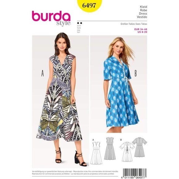 Burda Sewing Pattern 6497 Dress Kleid Misses Size 8-20 Flirty Casual Summer - Picture 1 of 3